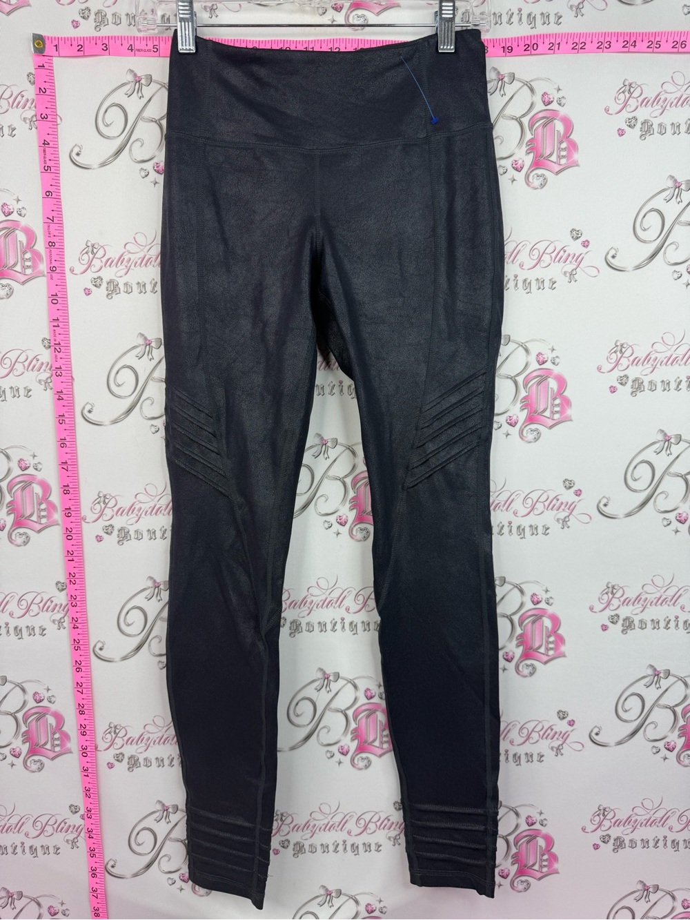 Diadora leggings tights shiny style Black Moto-Style Jeggings